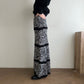 90s Black x White Knit Maxi Skirt