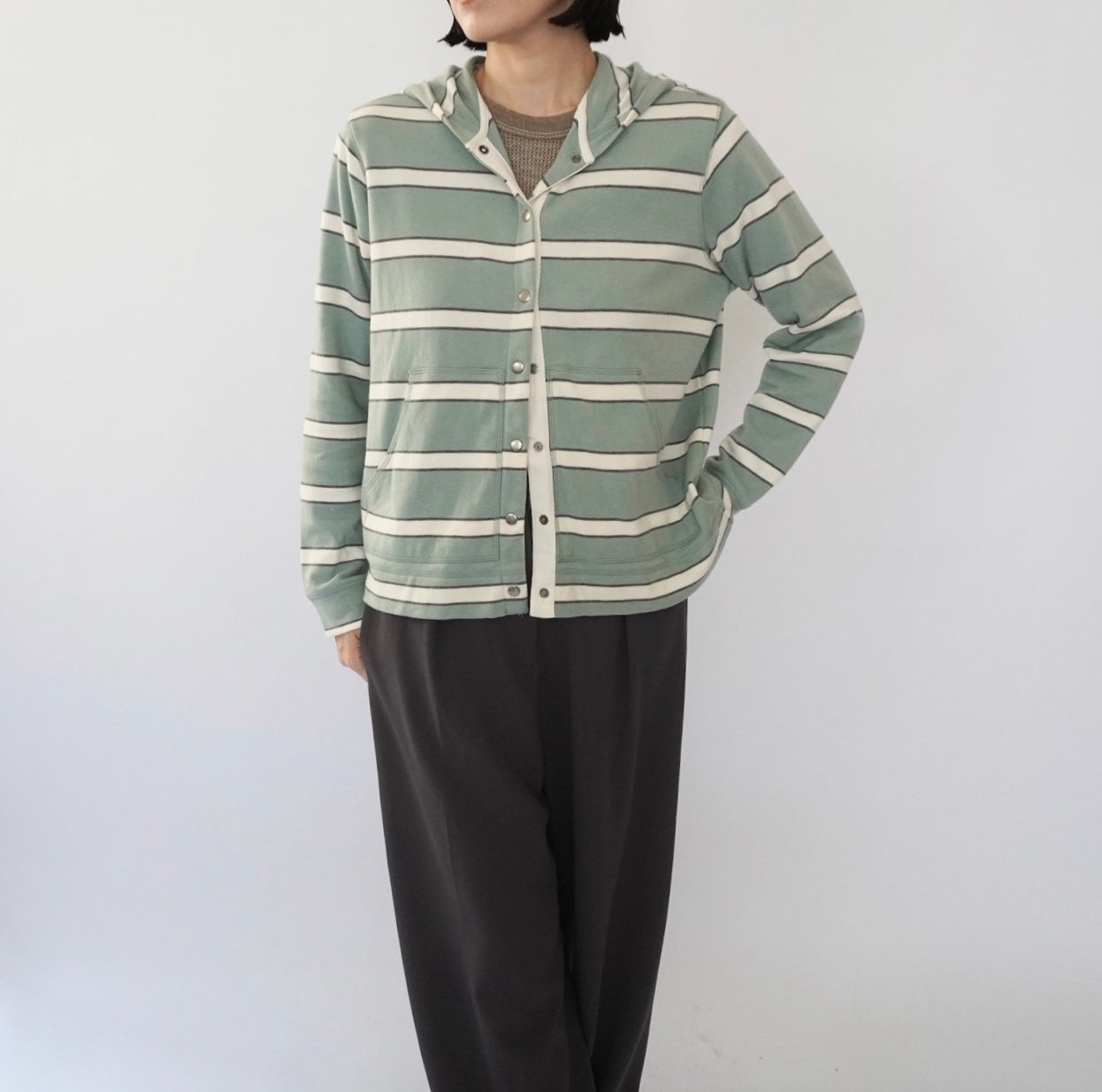 90s Striped Hooded Top