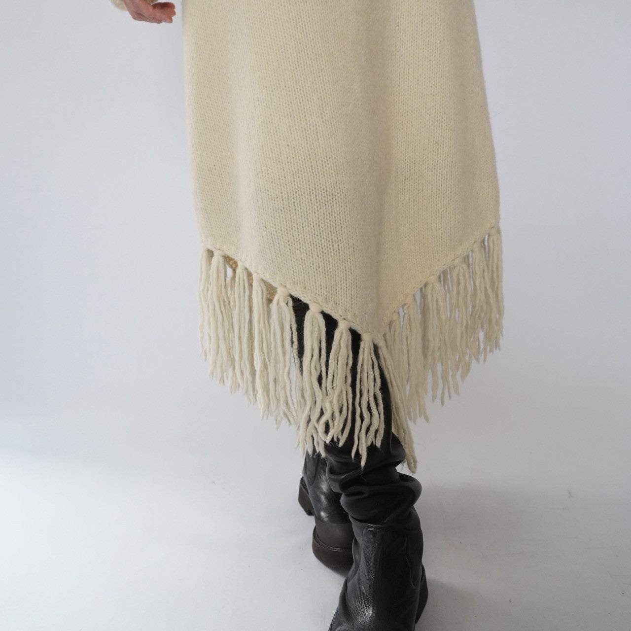 80s Ivory Fringe Skirt