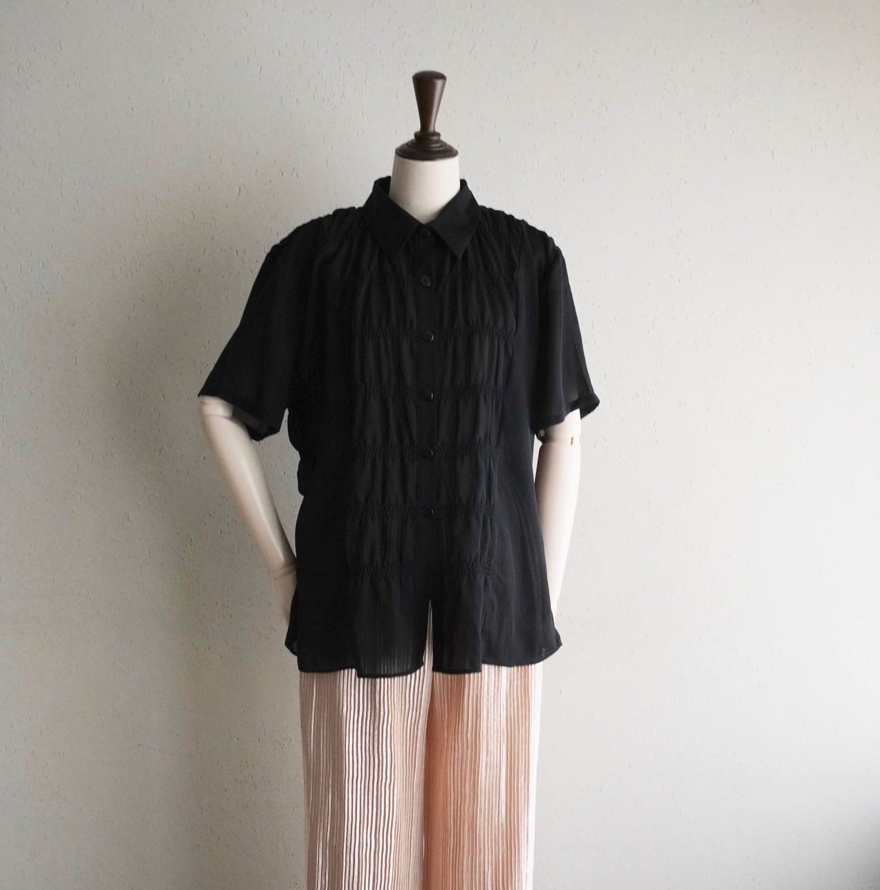 90s Pleated Sheer Shirt