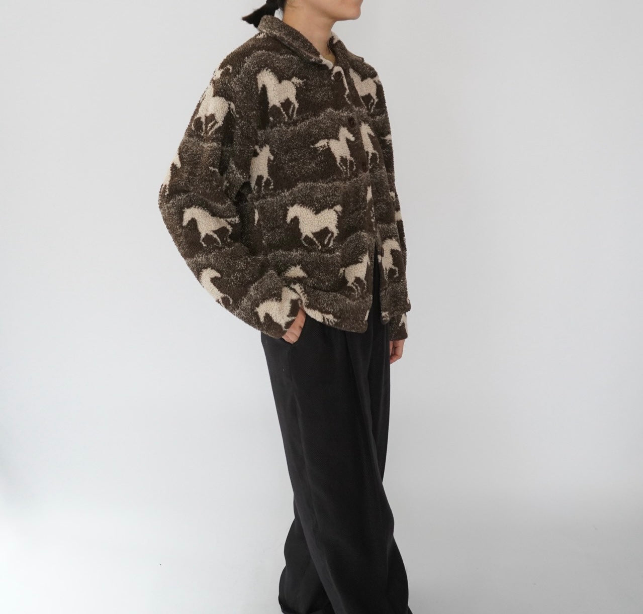 90s Horse Pattern Fleece Jacket