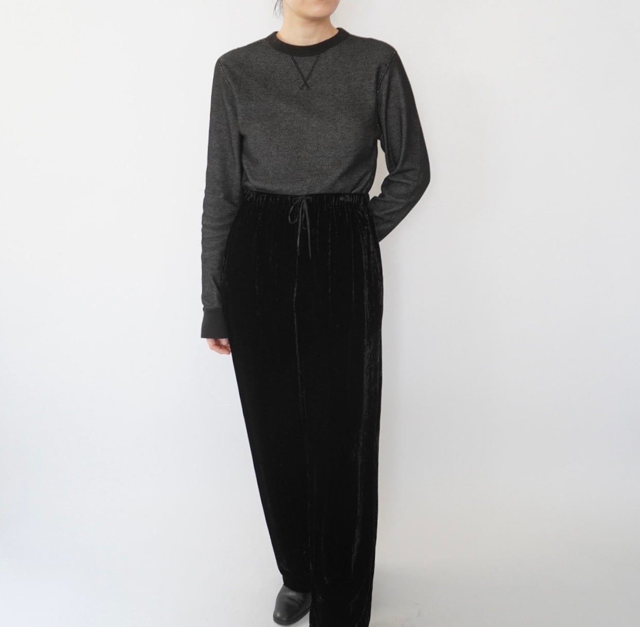 90s Black Velour Wide Pants