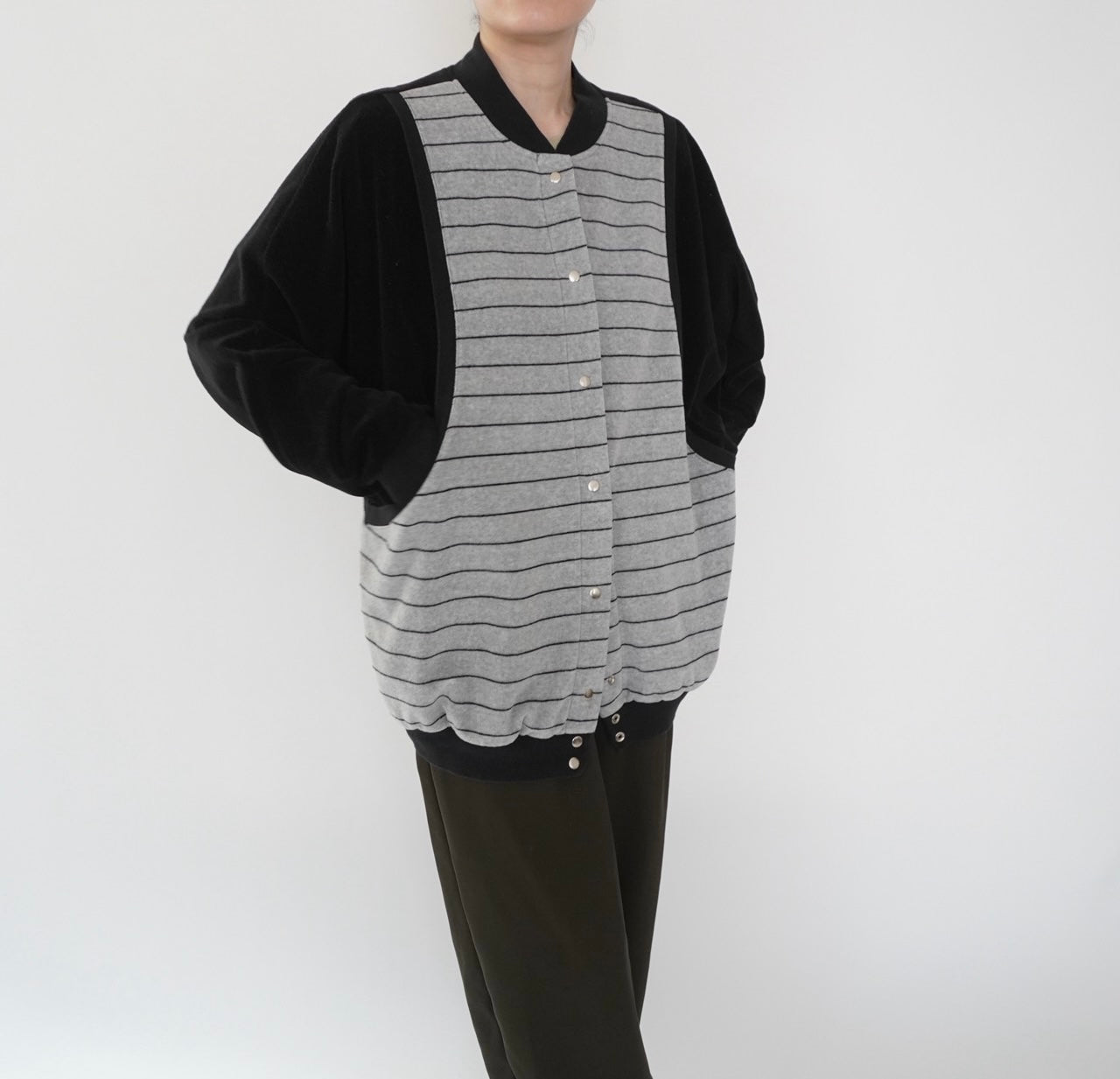 90s Striped Velour Top Made in USA