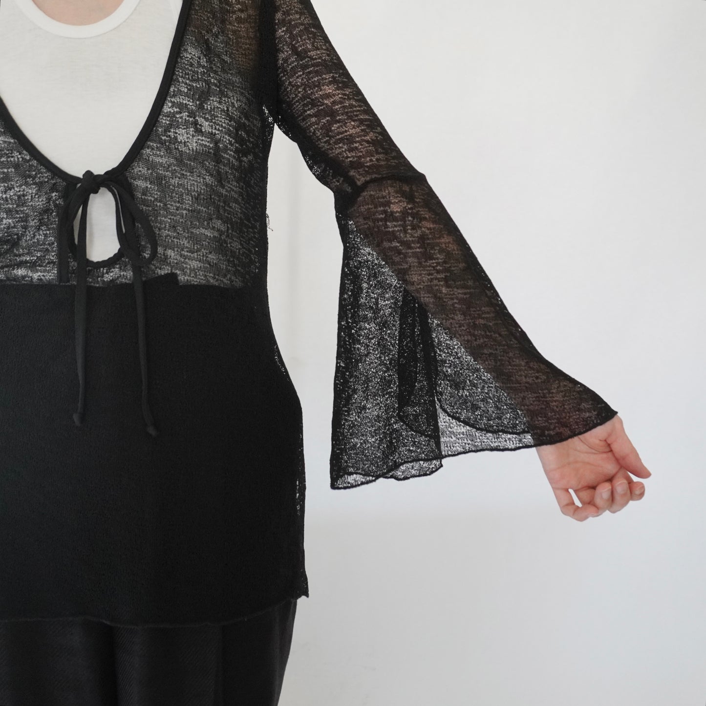 90s Black Sheer Design Top