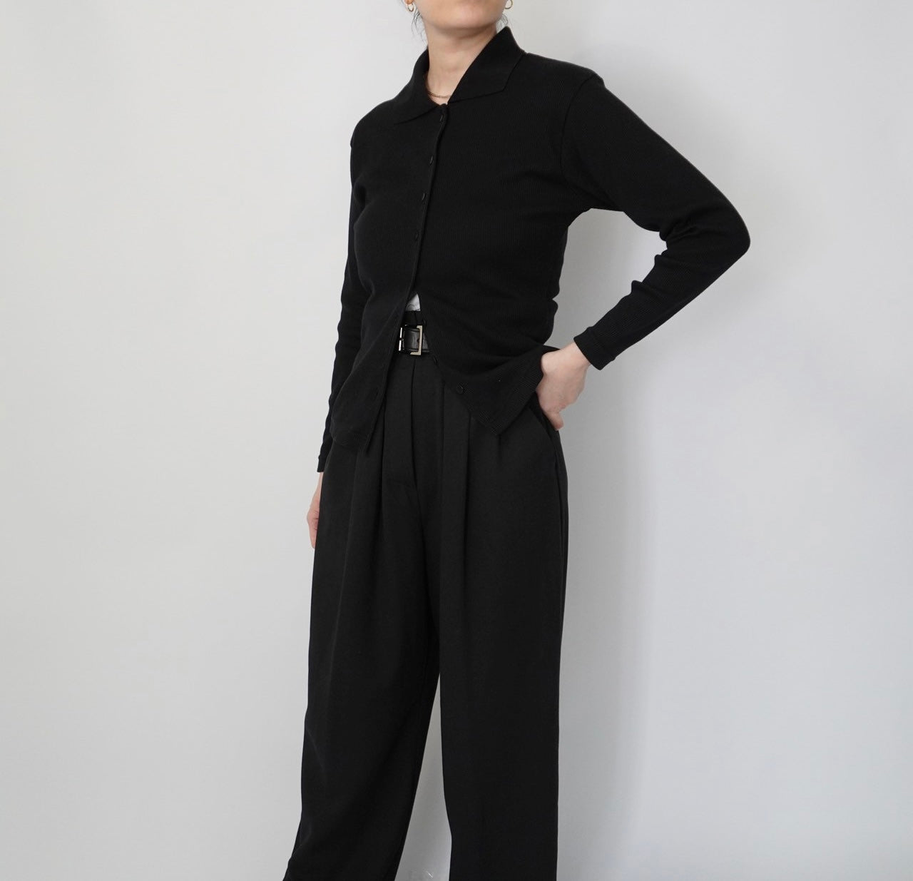 90s Black Ribbed Top