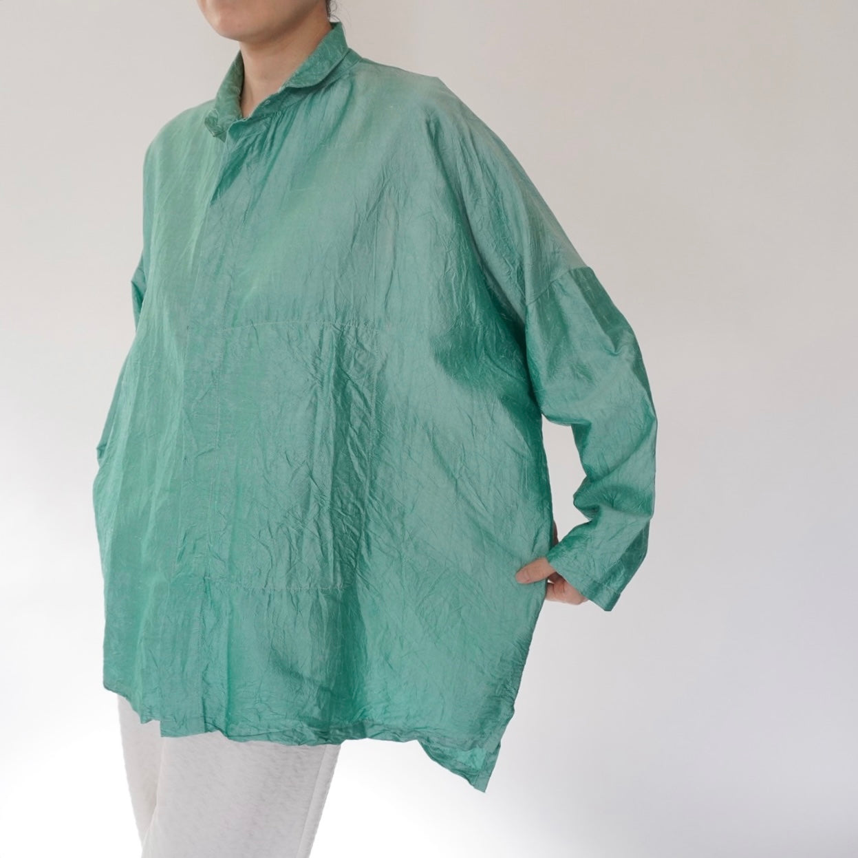 90s Raw Silk Boxy Blouse