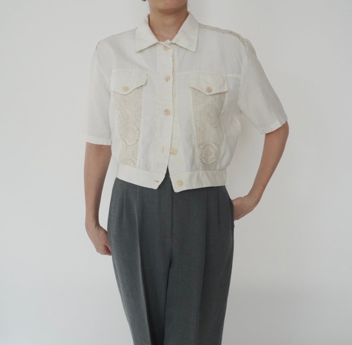 80s EURO Crochet Design Shirt