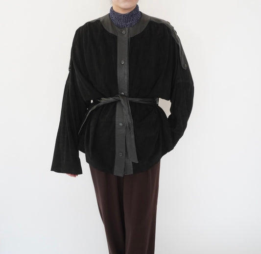 80s EURO Design Suede x Leather Jacket
