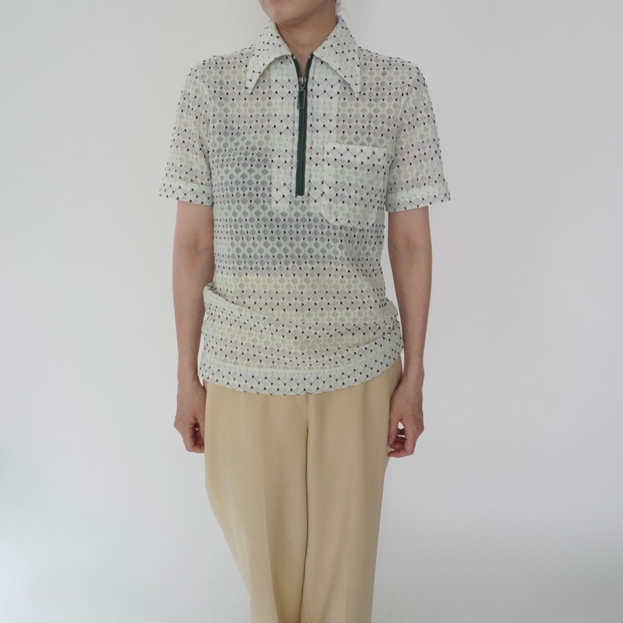 70s Pattern Zip Top