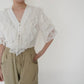 80s Lace Design Blouse