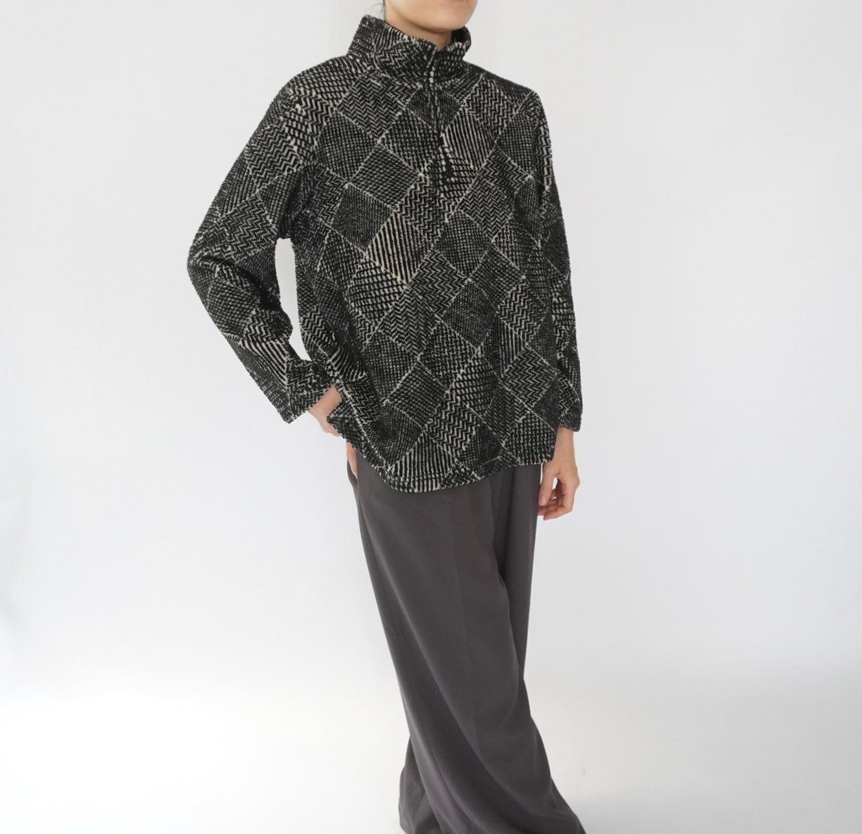 90s Pattern Fleece Top Made in Canada