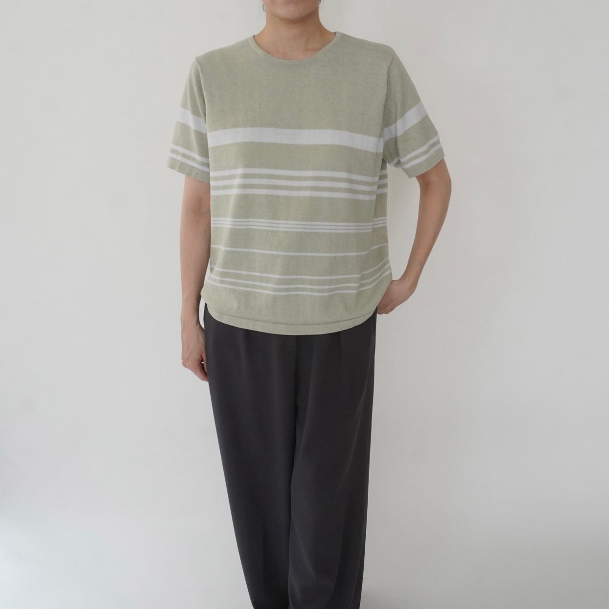 90s Green Striped Top