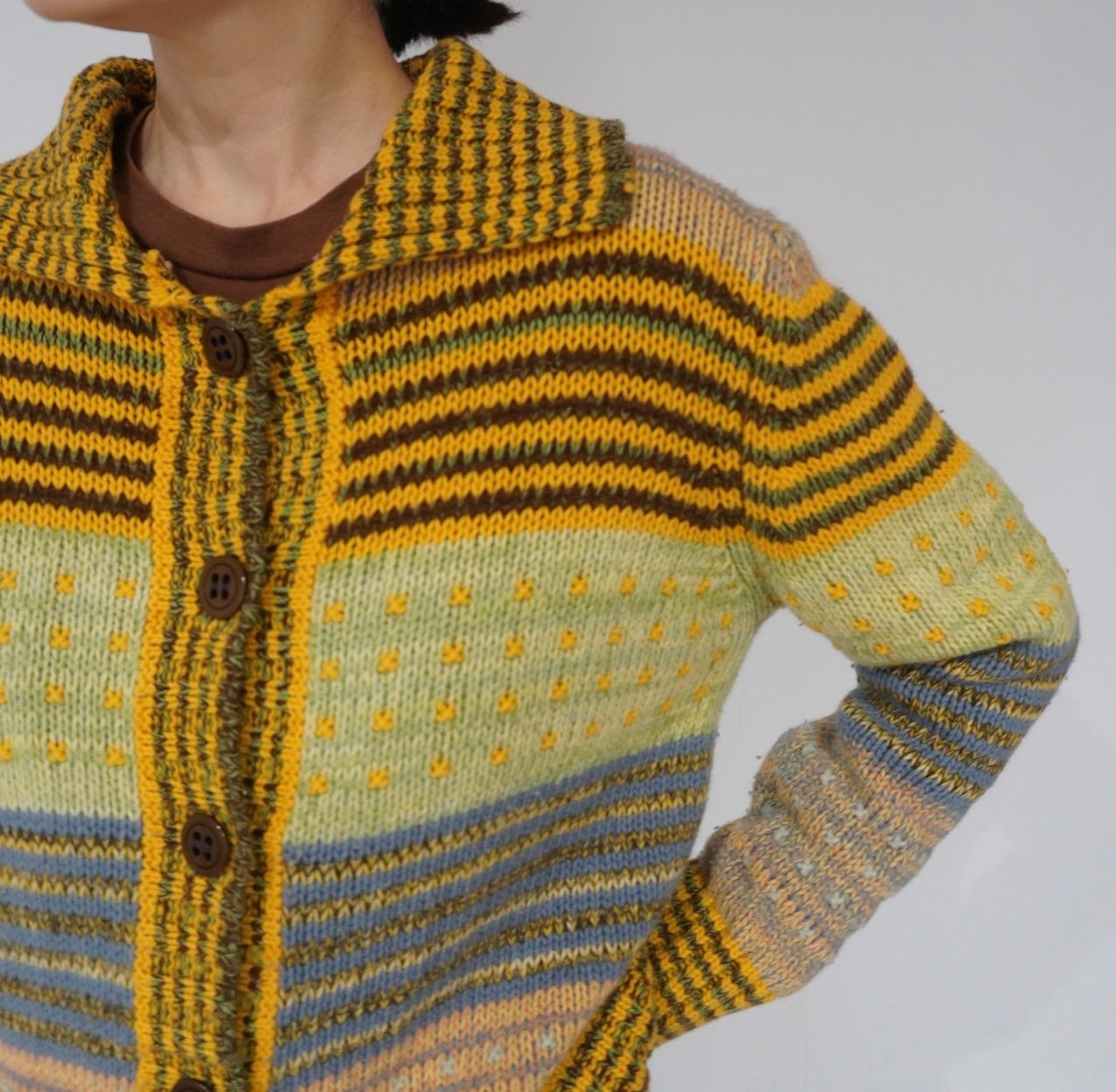 90s "BENETTON" Multi Striped Cardigan Made in Italy