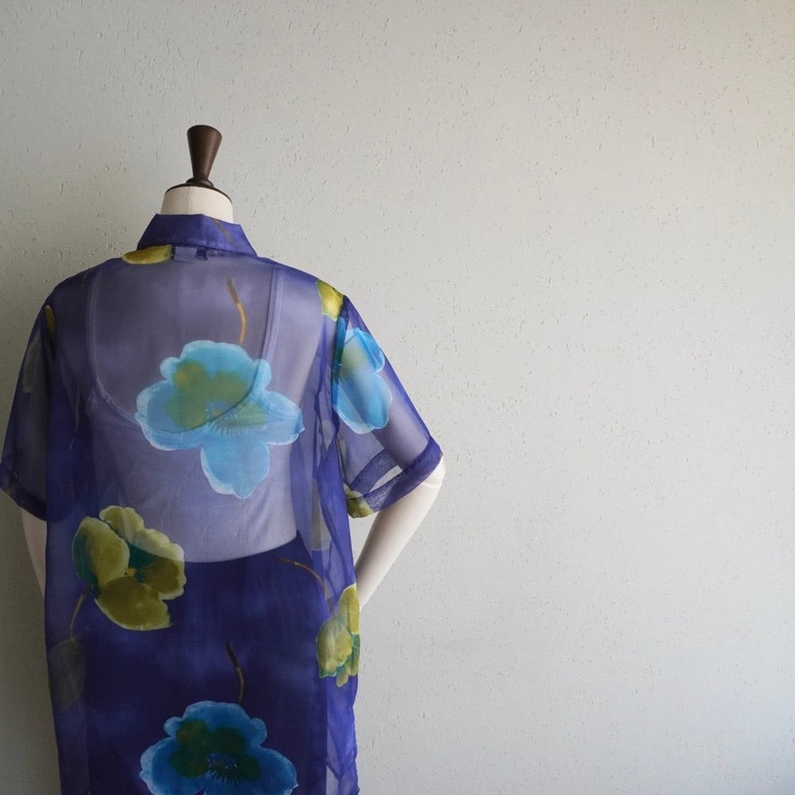 90s Printed Sheer Shirt Made in USA