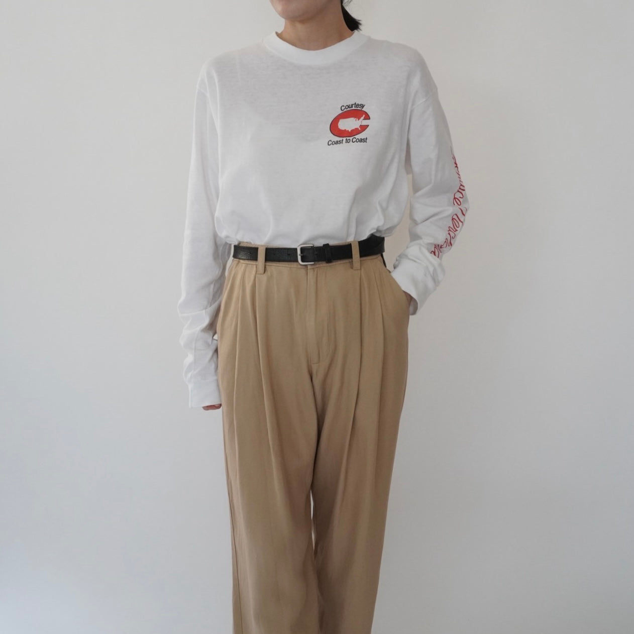 80s Printed Long Sleeves T-shirt Made in USA