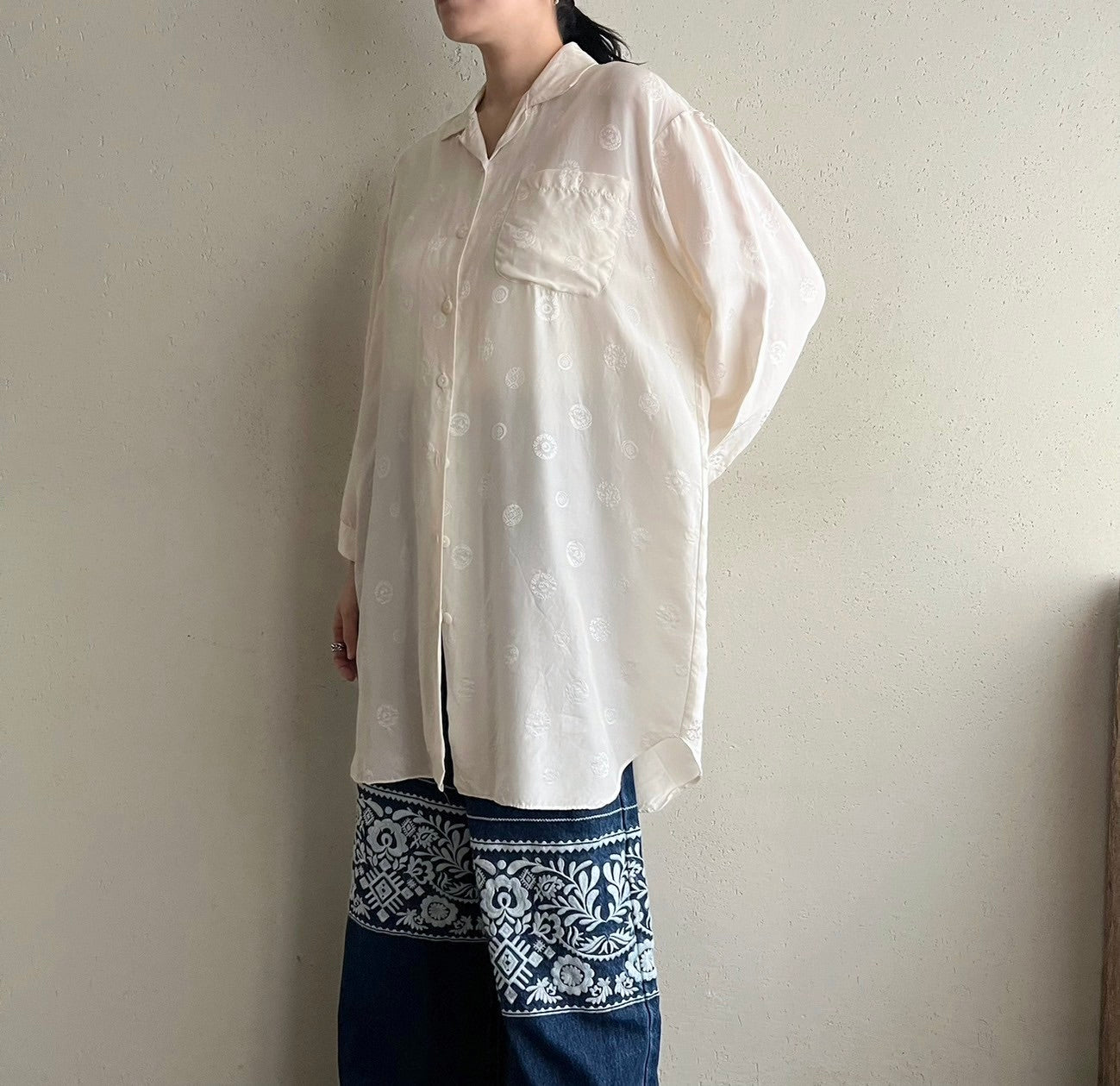90s Silk Long Shirt