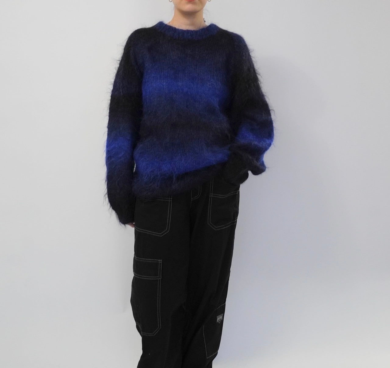 90s Black x Blue Mohair Knit