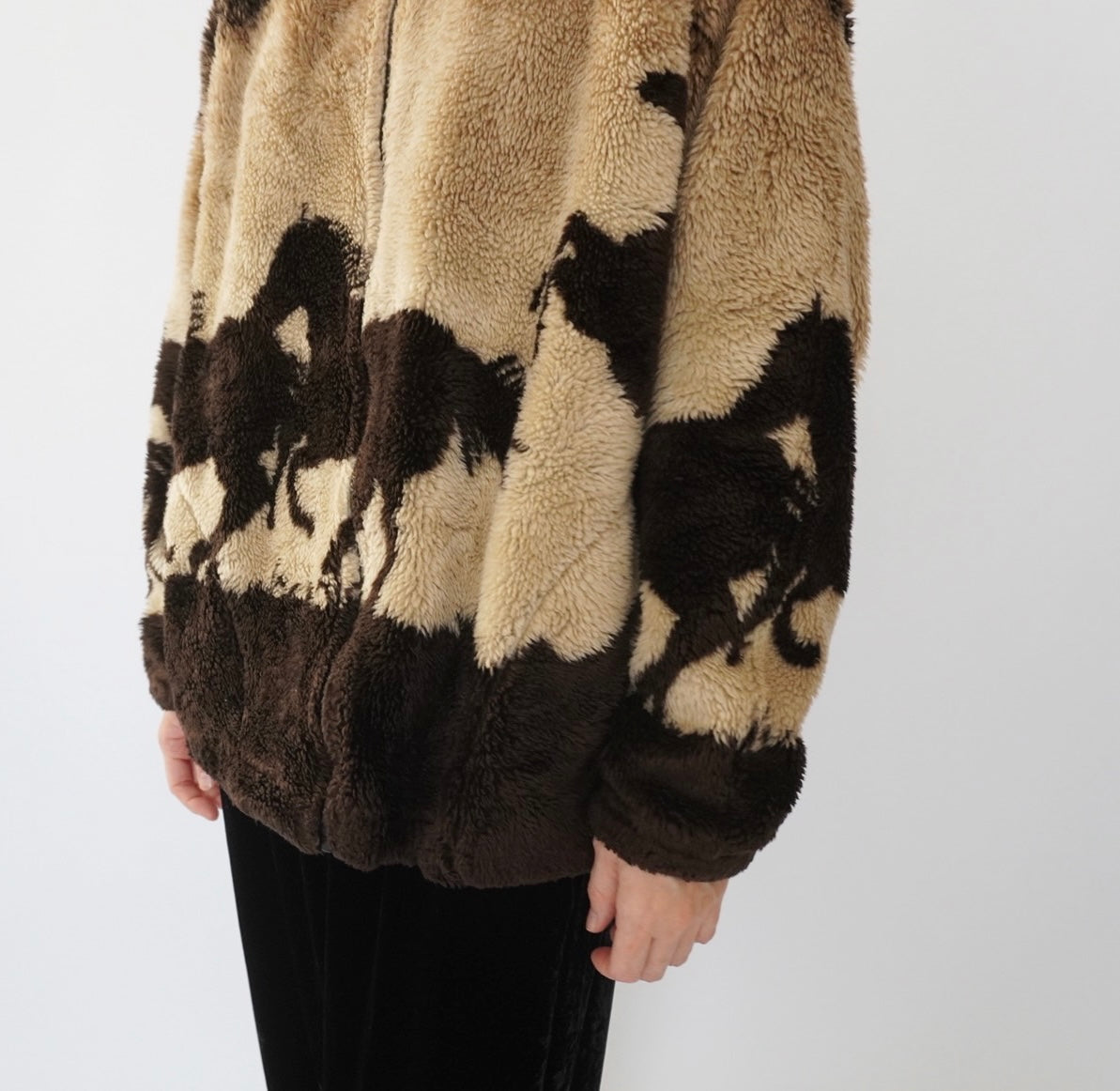 90s Horse Pattern Fleece Jacket Made in USA