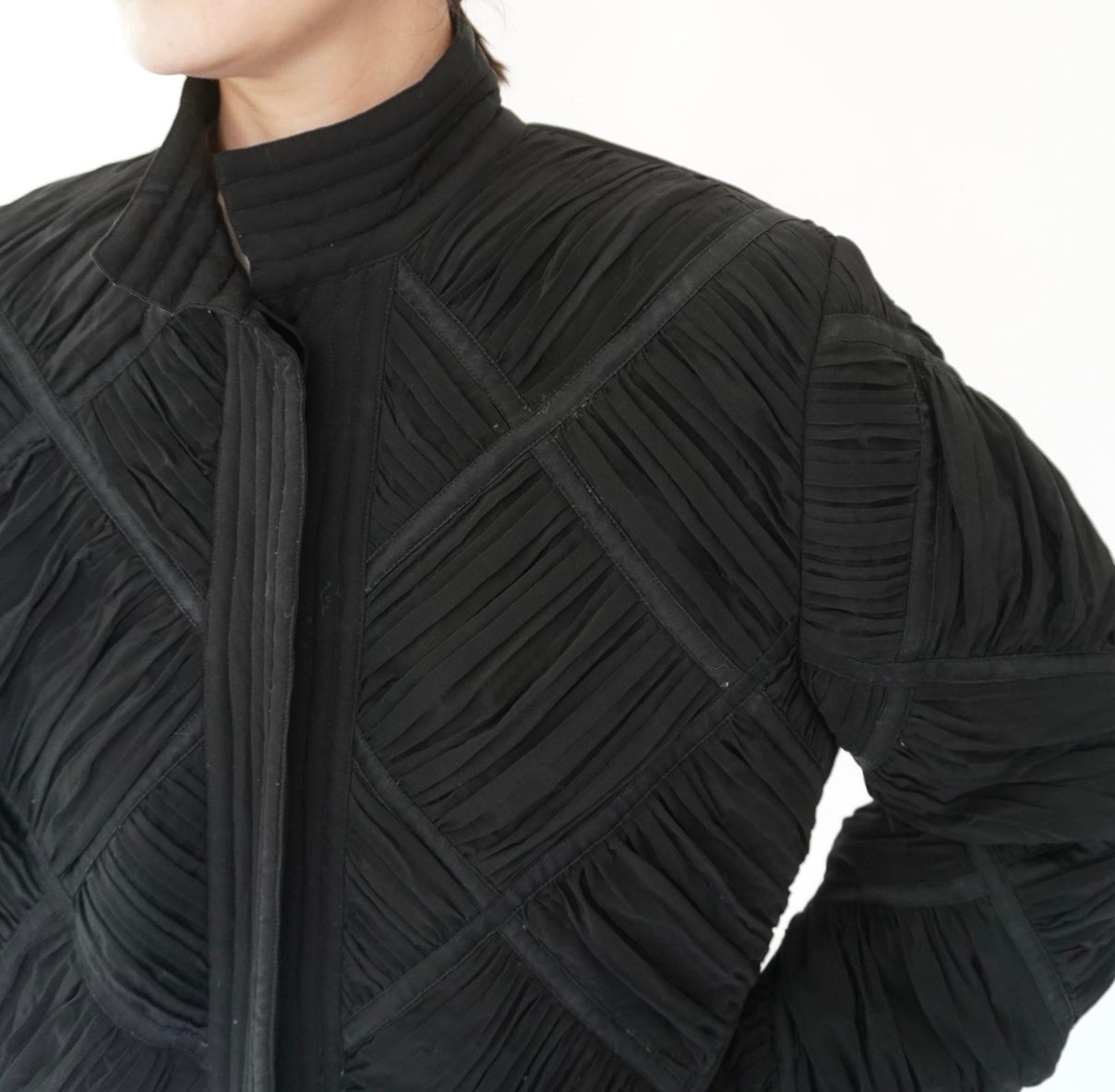 80s Silk Pleat Design Jacket