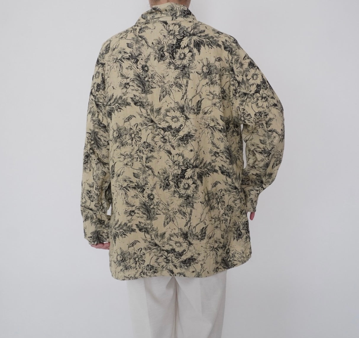 90s Floral Print Linen Shirt,Jacket Made in USA