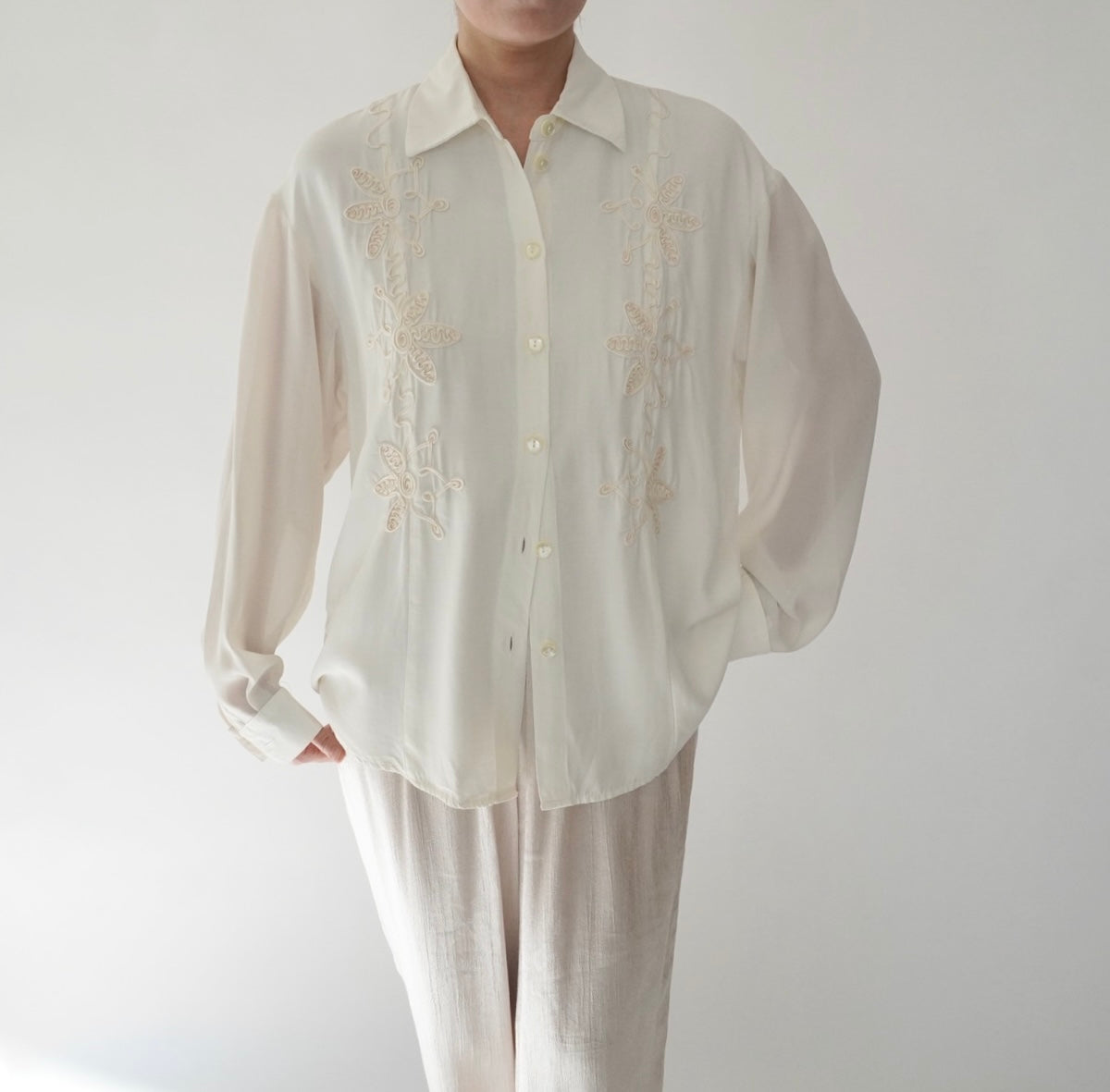 90s Cord Lace Shirt Made in USA