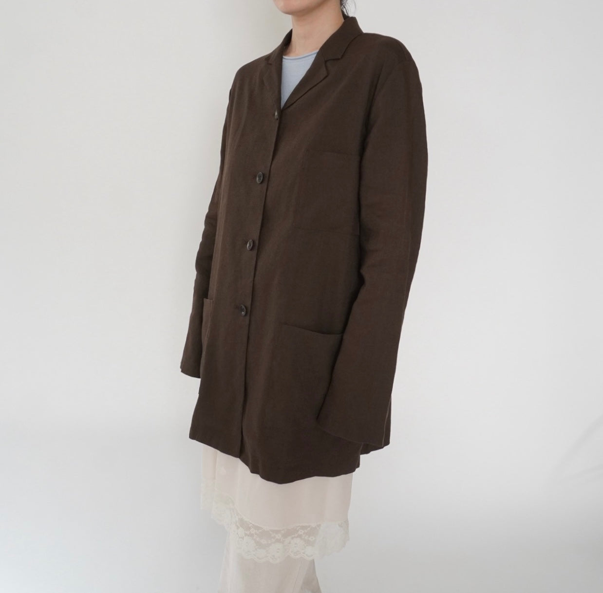 90s Linen Shirt Jacket