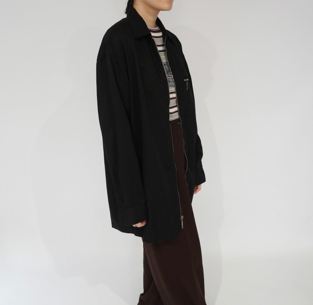90s Rayon Zip Shirt Jacket
