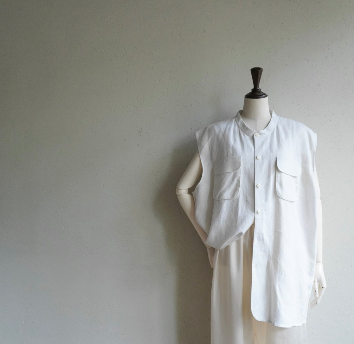 90s Linen Boxy Top,Vest