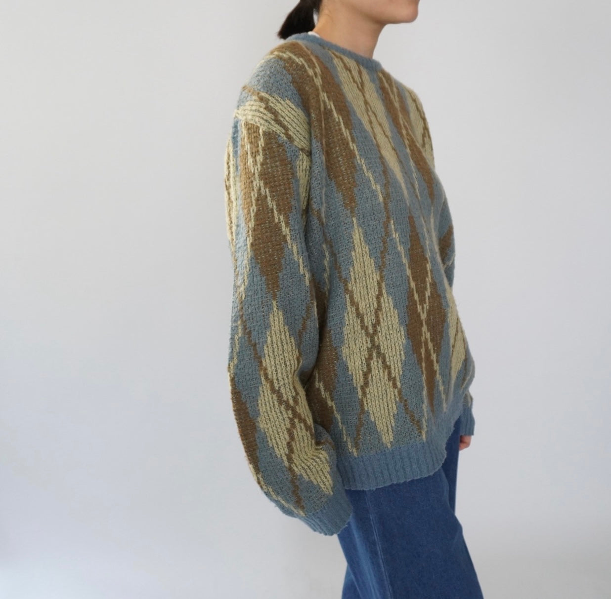 80s Argyle Mohair Knit Made in Italy