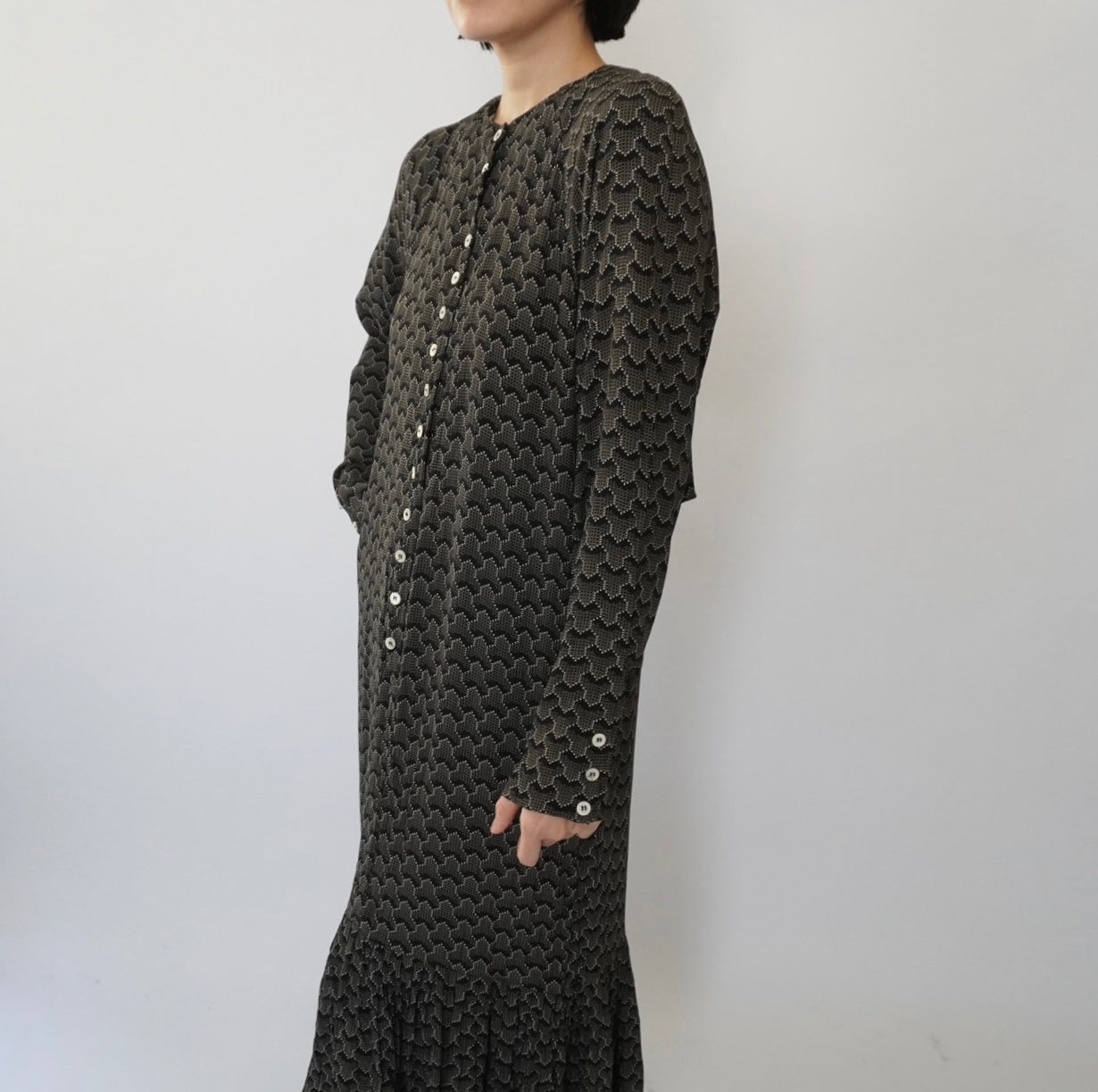 80s Design Rayon Pattern Dress Made in USA