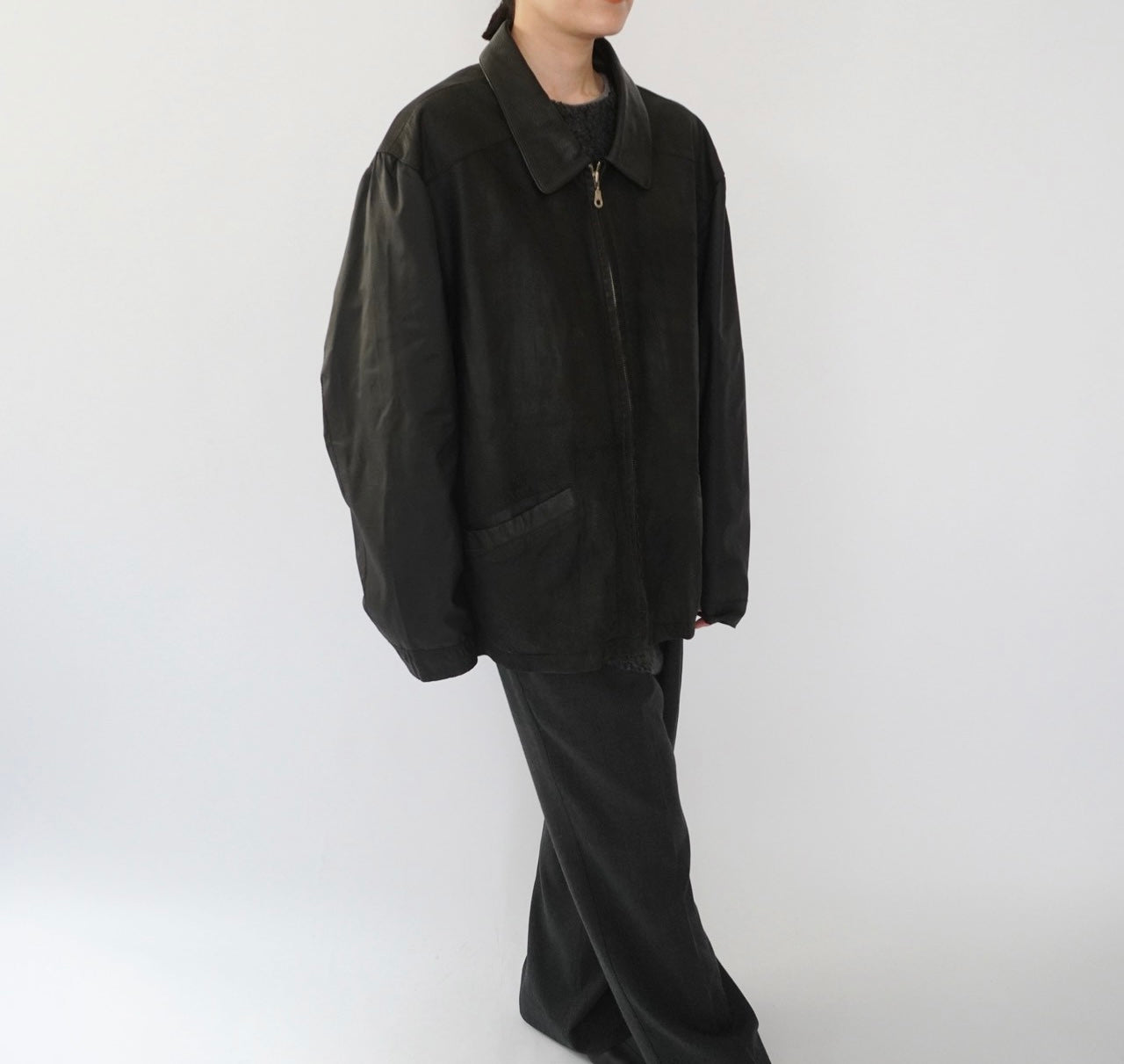 90s Leather × Nylon Jacket
