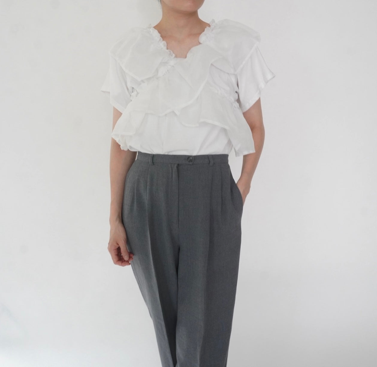 White Ruffle Top