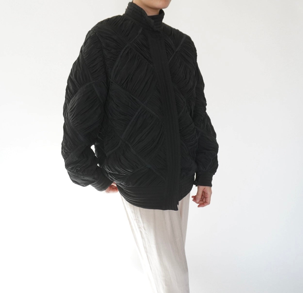 80s Silk Pleat Design Jacket