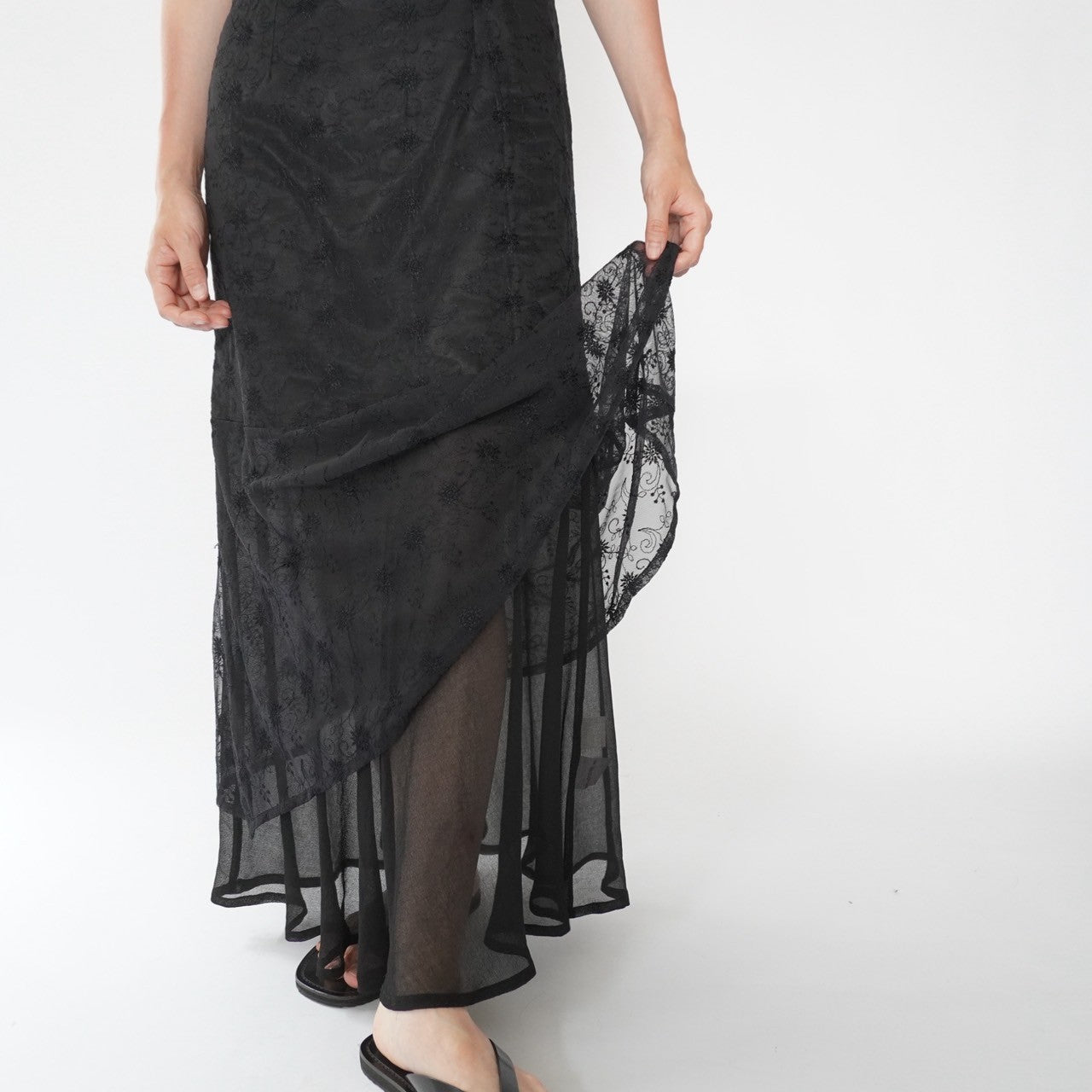 90s EURO Lace Design  Maxi Dress