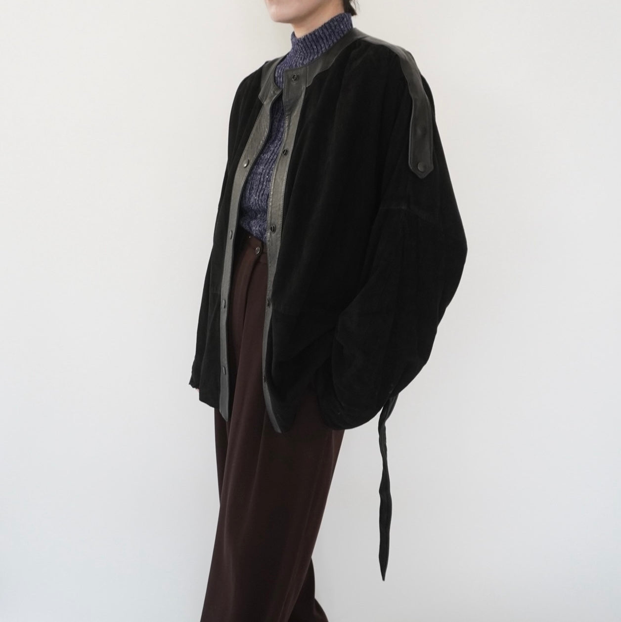 80s EURO Design Suede x Leather Jacket