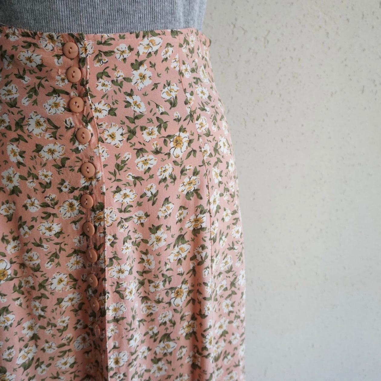 80s Floral Print Maxi Skirt Made in USA