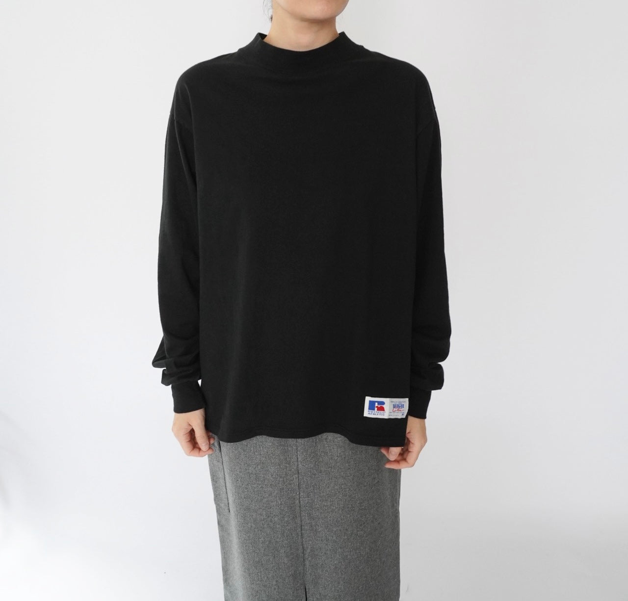 90s Mock Neck Long Sleeves T-shirt  Made in USA