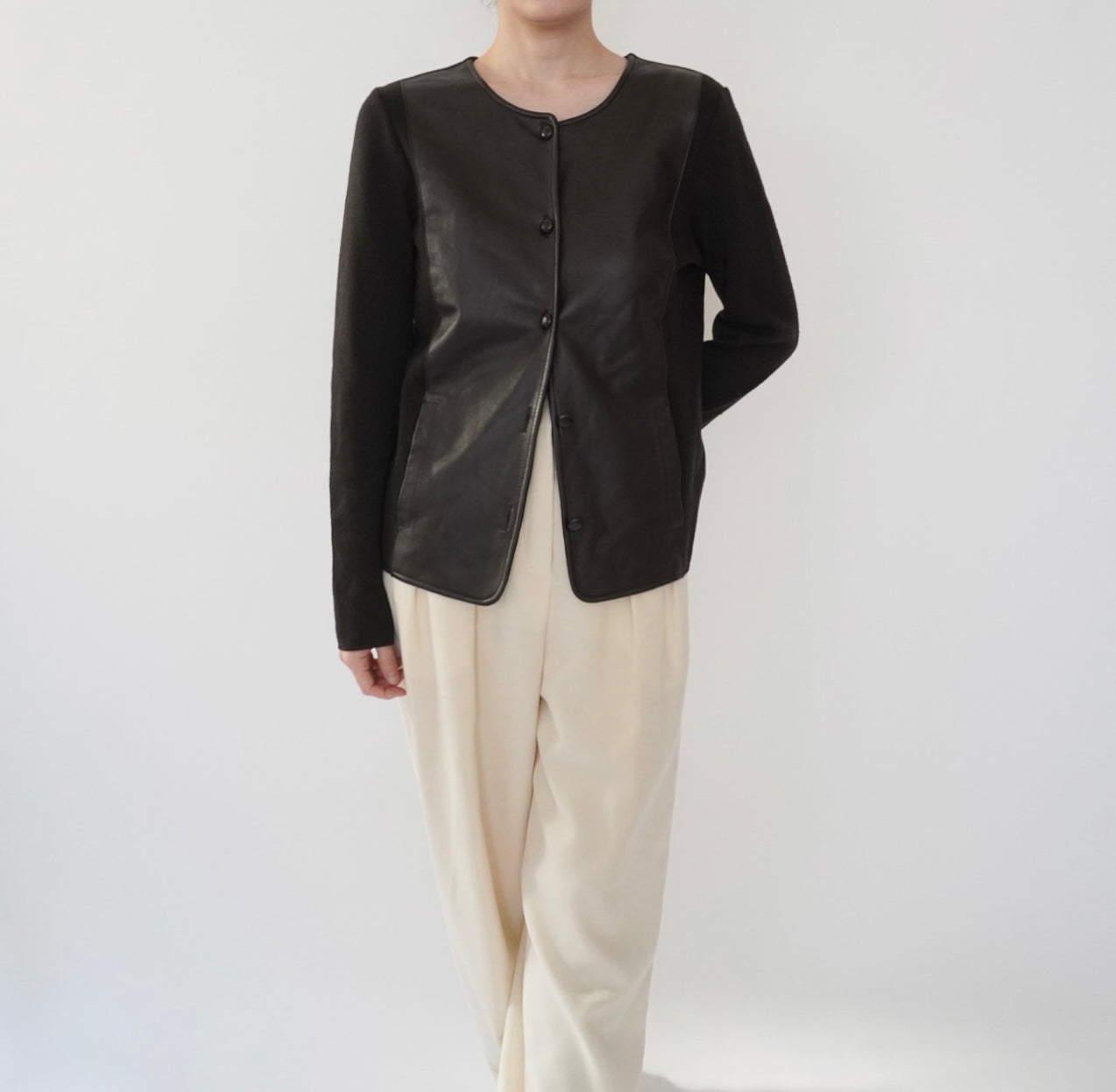 90s Faux Leather Top,Cardigan
