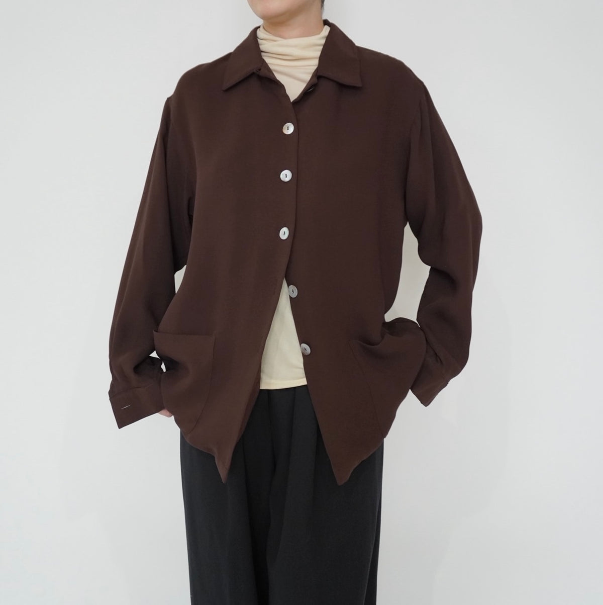 90s Brown Silk Shirt