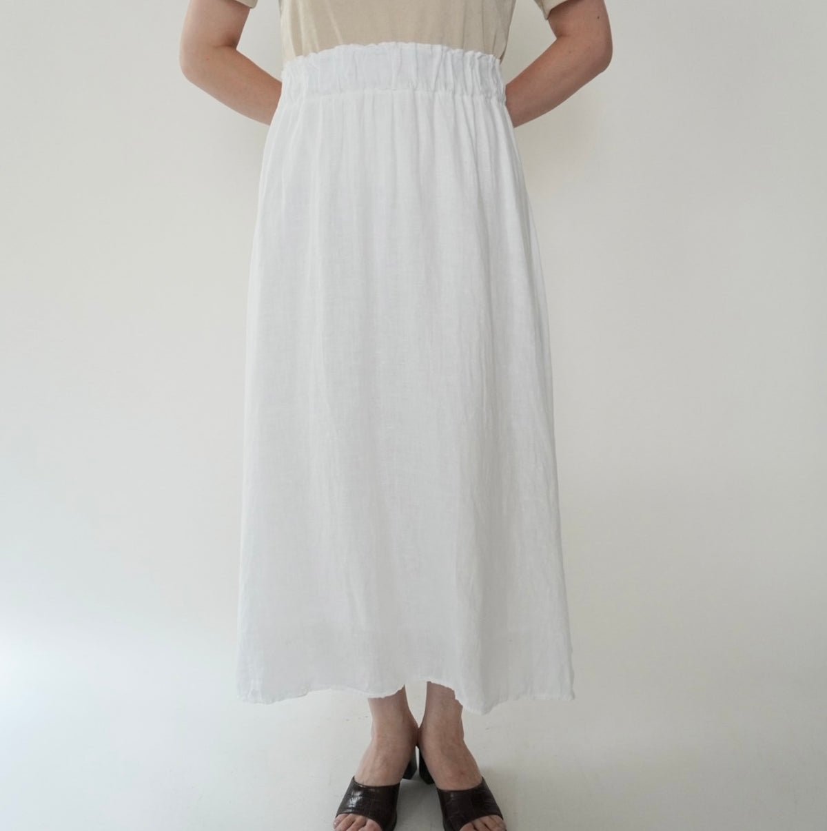 90s White Linen Skirt