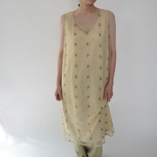 90s Embroidery Sheer Dress