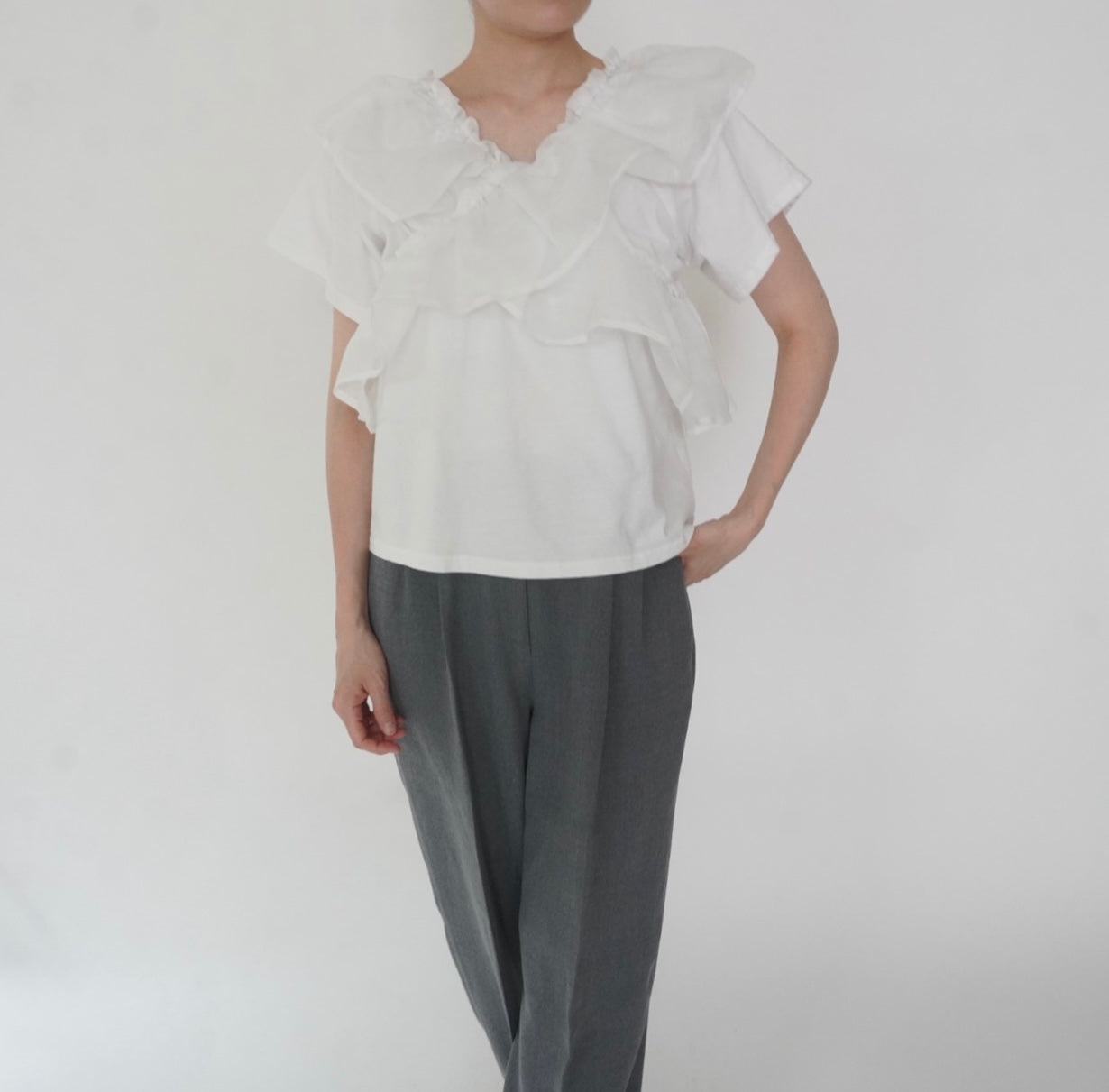 White Ruffle Top