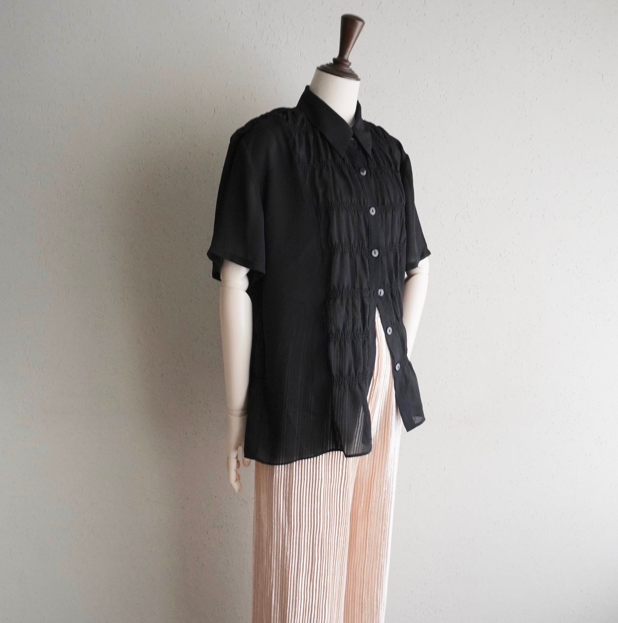 90s Pleated Sheer Shirt