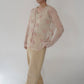 80s Embroidery Sheer Blouse Made in USA