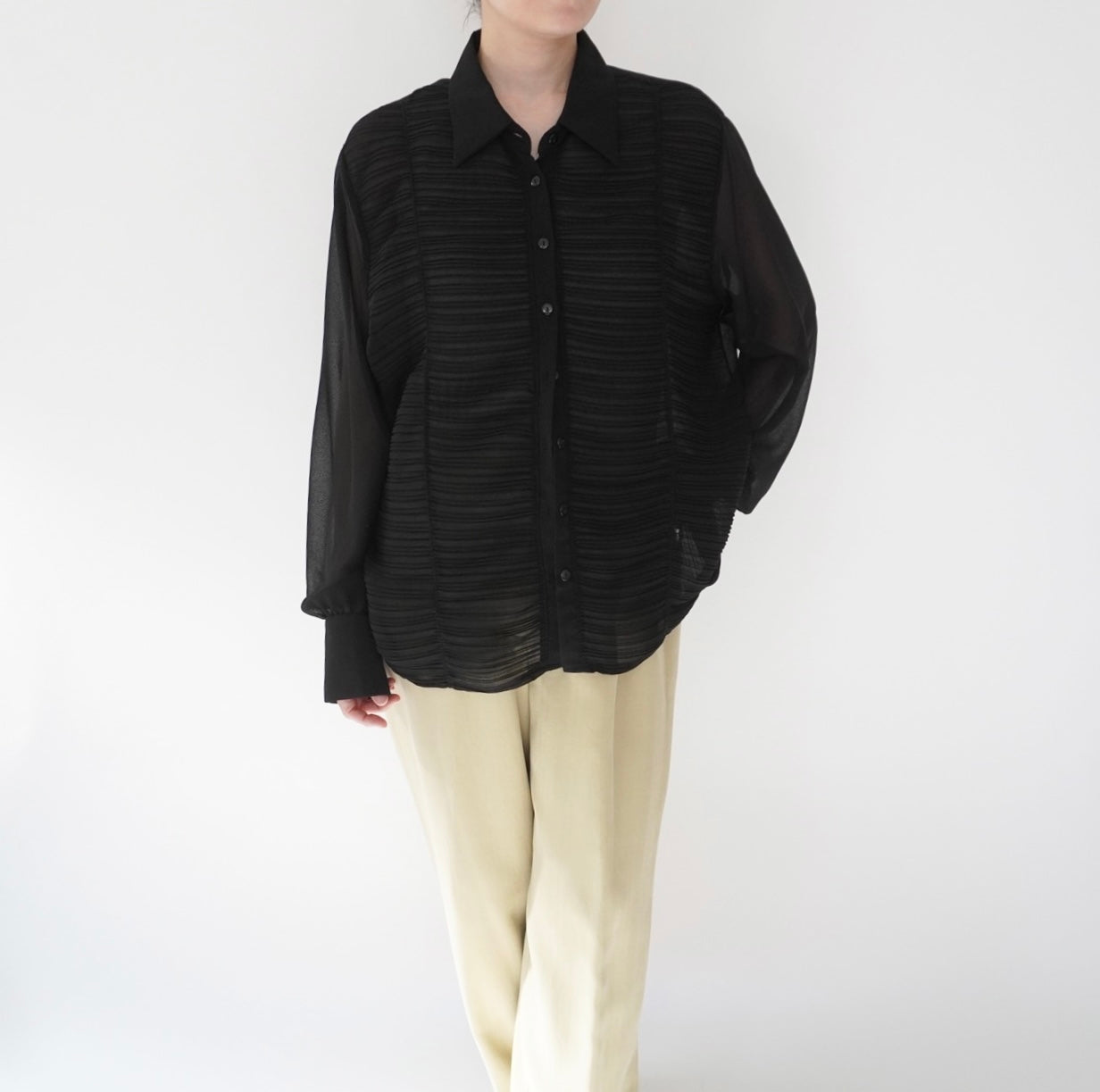 90s Sheer Pleats  Shirt