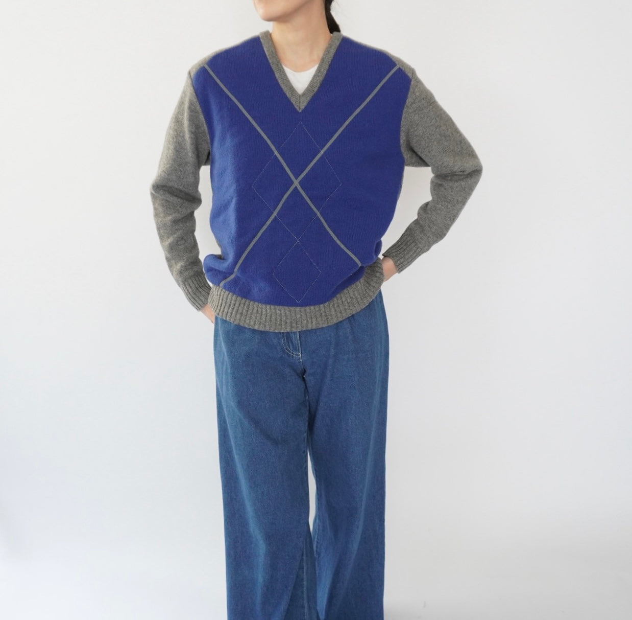 80s "PLAY BOY" Argyle Design Knit