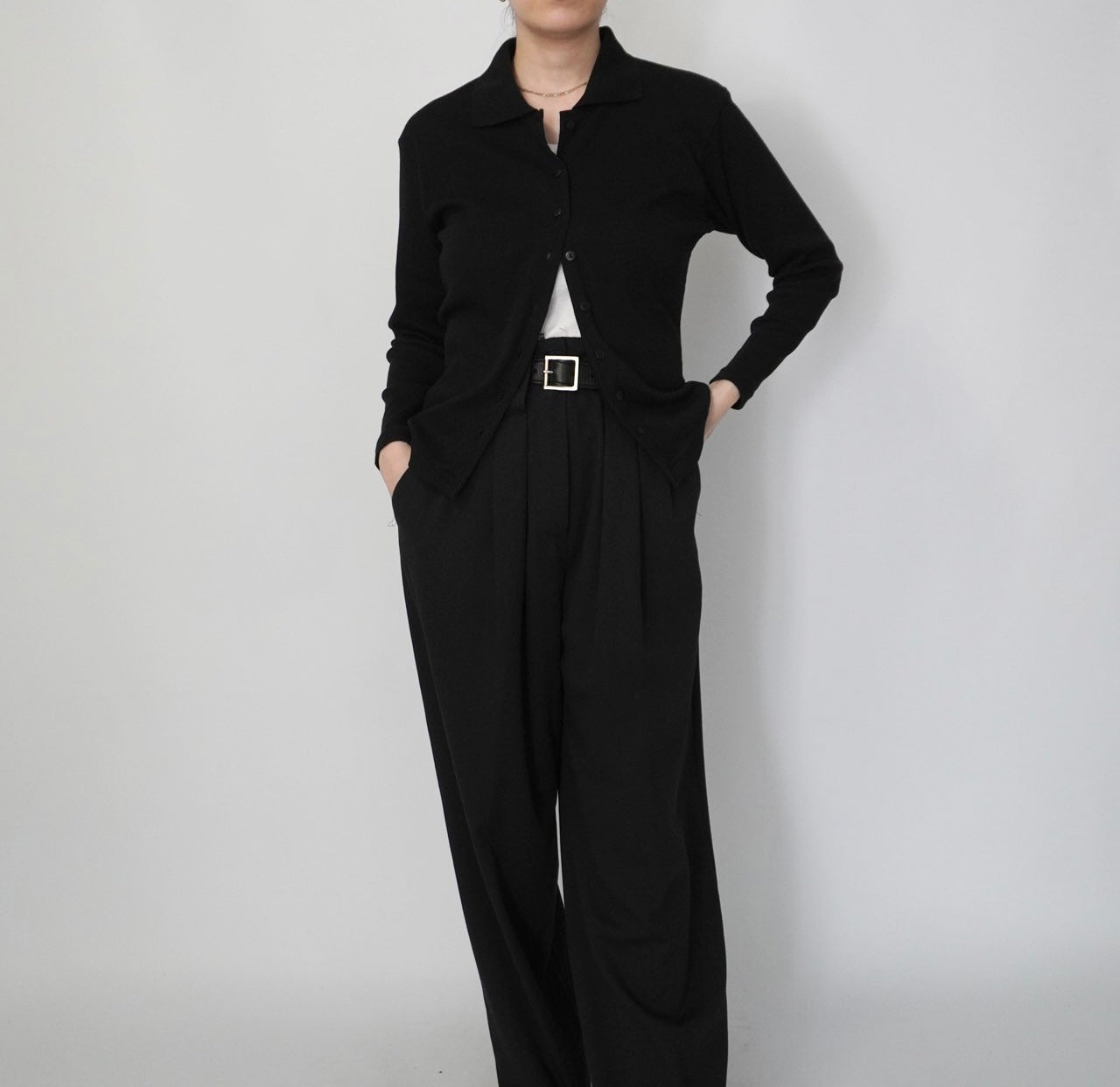 90s Black Ribbed Top