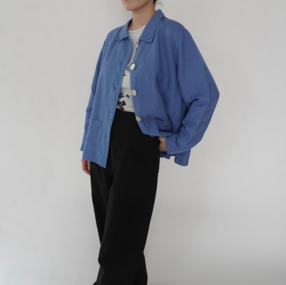 90s Linen Shirt Jacket