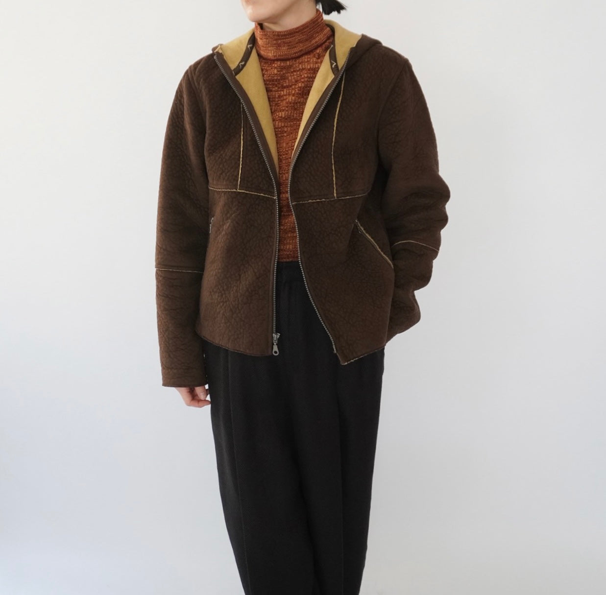 90s Faux Shearling Zipped Jacket