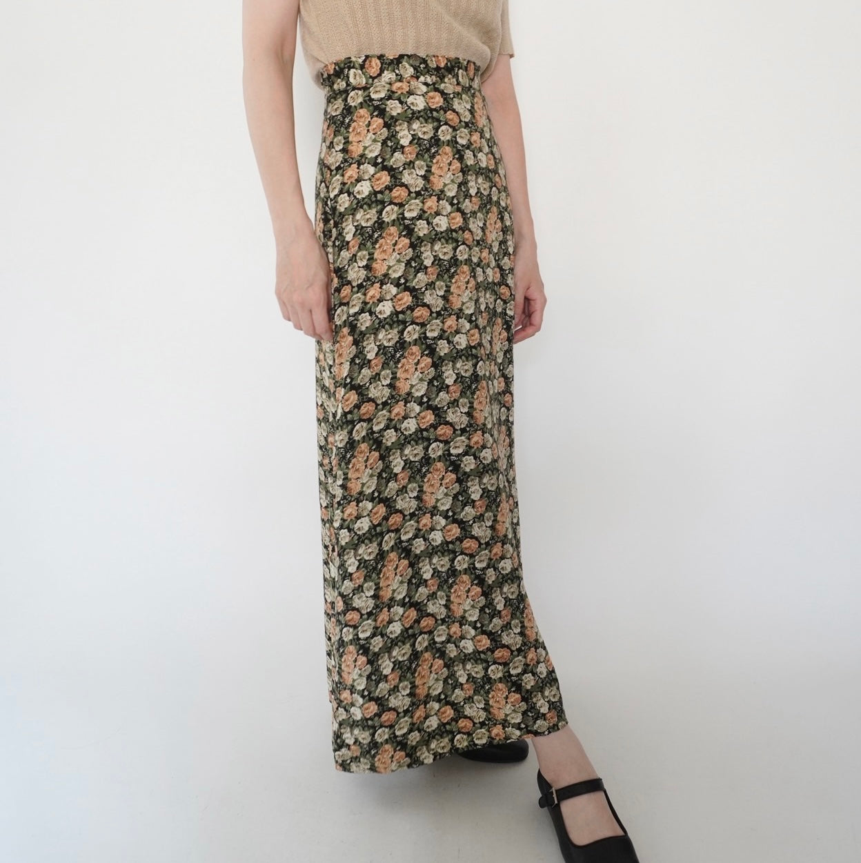 80s Floral Print Skirt Made in USA